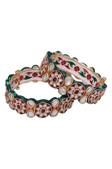 Posh by Rathore Gold Plated Kundan Kada Bangles