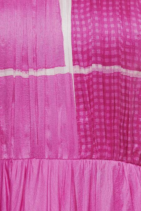 Shop_Vedika M_Pink Silk Straight Off Shoulder Dress_Online_at_Aza_Fashions