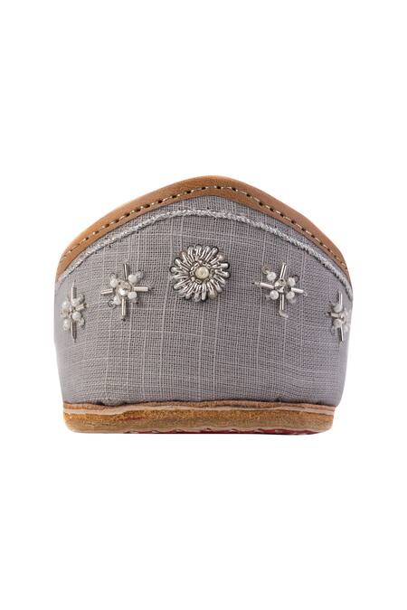 Shilpsutra_Grey Floral-embellished-juttis _Online_at_Aza_Fashions