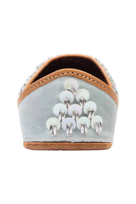 Shilpsutra_Blue Hand-embroidered-juttis _Online_at_Aza_Fashions
