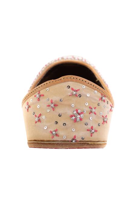 Shilpsutra_Beige Embroidered-juttis _Online_at_Aza_Fashions