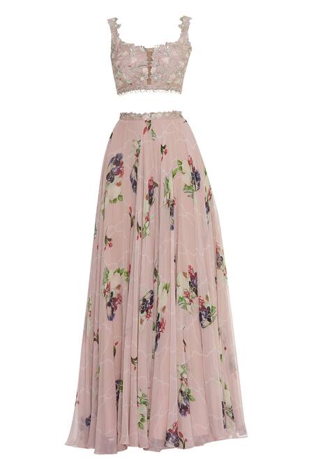 Buy Mahima Mahajan Pink Square Neck Embroidered Lehenga Set Online at Aza Fashions Buy_Mahima Mahajan_Pink Square Neck Embroidered Lehenga Set_Online_at_Aza_Fashions