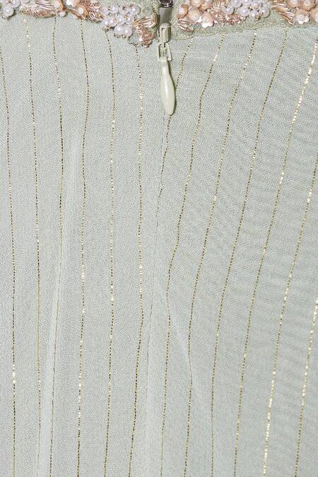 Shop_Mahima Mahajan_Green Asymmetric Printed Top Palazzo Set_Online_at_Aza_Fashions