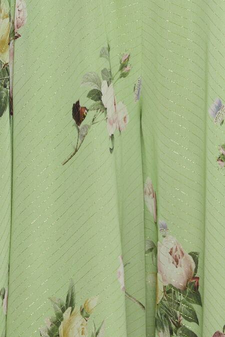 Mahima Mahajan_Green Asymmetric Printed Top Palazzo Set_at_Aza_Fashions