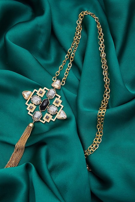 Masaya Jewellery Black Tassel Pendant Necklace Online at Aza Fashions Masaya Jewellery_Black Tassel Pendant Necklace _Online_at_Aza_Fashions