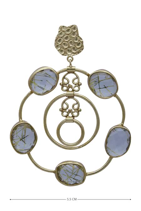 Masaya Jewellery Gold Plated Stone Studded Loop Earrings at Aza Fashions Masaya Jewellery_Gold Plated Stone Studded Loop Earrings _at_Aza_Fashions