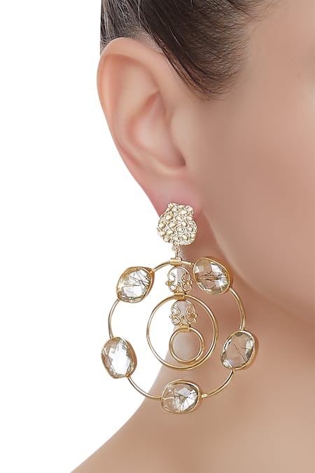 Masaya Jewellery Stone studded loop earrings 