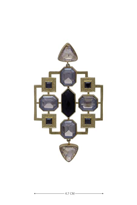 Masaya Jewellery Grey Semi Precious Stones Danglers at Aza Fashions Masaya Jewellery_Grey Semi Precious Stones Danglers _at_Aza_Fashions