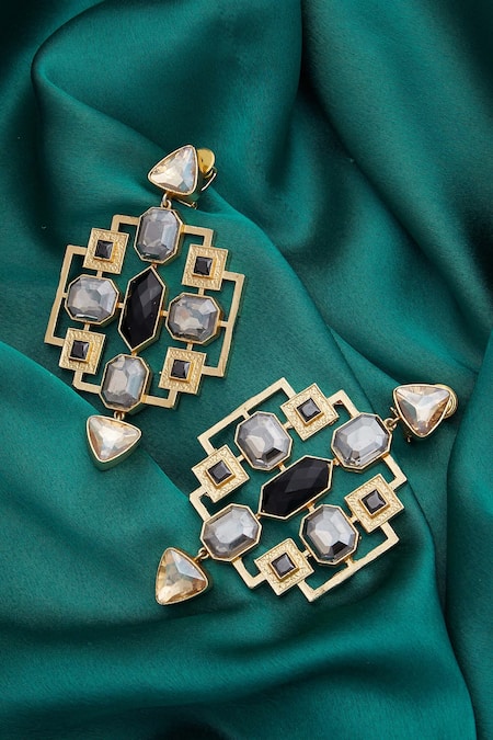 Buy Masaya Jewellery Grey Semi Precious Stones Danglers Online at Aza Fashions Buy_Masaya Jewellery_Grey Semi Precious Stones Danglers _Online_at_Aza_Fashions