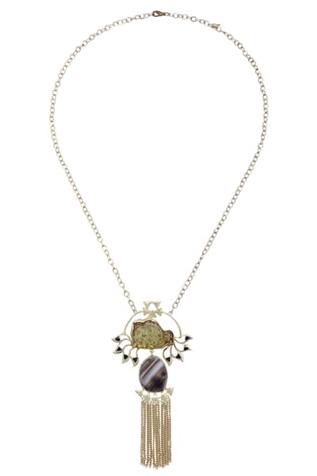 Masaya Jewellery Black Abstract Tassel Necklace