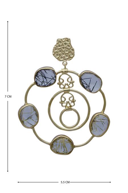 Masaya Jewellery_Gold Plated Semi Precious Stones Loop Earrings_Online_at_Aza_Fashions