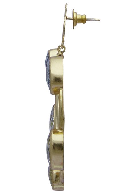 Shop_Masaya Jewellery_Gold Plated Semi Precious Stones Loop Earrings_Online_at_Aza_Fashions