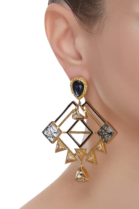 Masaya Jewellery Geometric Carved Earrings 