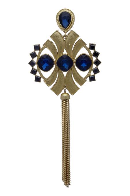 Masaya Jewellery Blue Symmetric Tassel Earrings Online at Aza Fashions Masaya Jewellery_Blue Symmetric Tassel Earrings _Online_at_Aza_Fashions