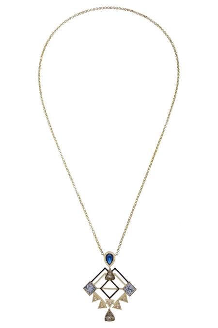 Masaya Jewellery Blue Geometric Pendant Necklace