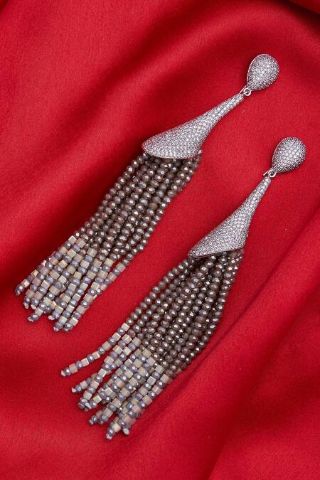 Buy_Hrisha_Multi Color Bead String Crystal Earrings_Online_at_Aza_Fashions