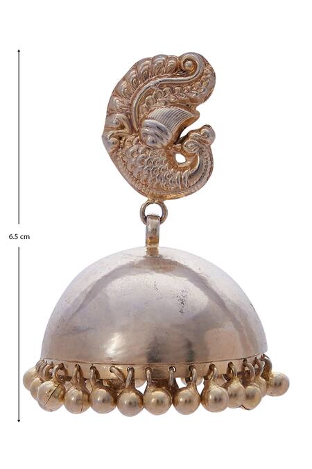 Shop Motifs By Surabhi Didwania Gold Plated Carved Peacock Head Jhumkas Online at Aza Fashions Shop_Motifs By Surabhi Didwania_Gold Plated Carved Peacock Head Jhumkas_Online_at_Aza_Fashions