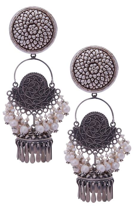 Motifs by Surabhi Didwania Black Circular Head Danglers