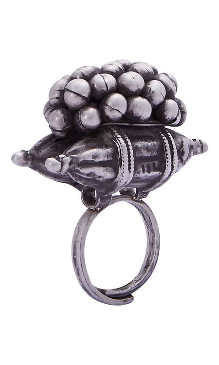 Motifs by Surabhi Didwania Silver Plated Bead Ring