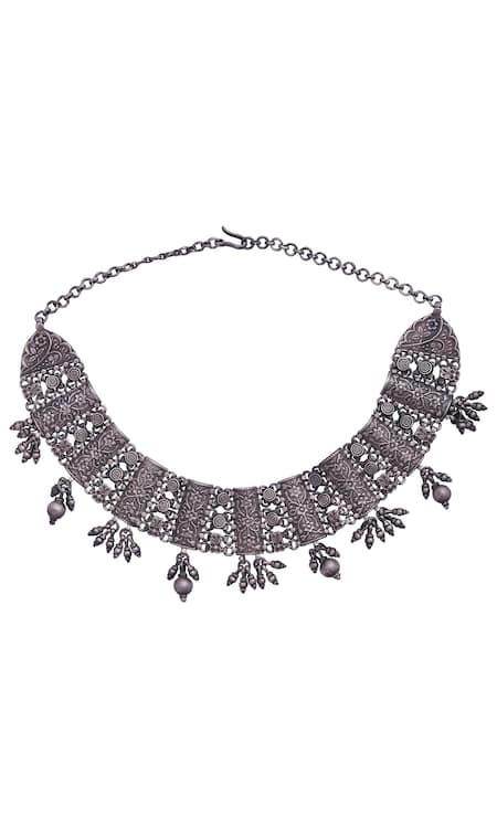 Motifs by Surabhi Didwania Black Carved Adjustable Choker