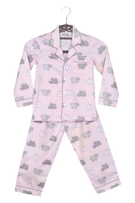 Shop Pixiefly Pink Sheep Print Pyjama Set at Aza Fashions Shop_Pixiefly_Pink Sheep Print Pyjama Set _at_Aza_Fashions