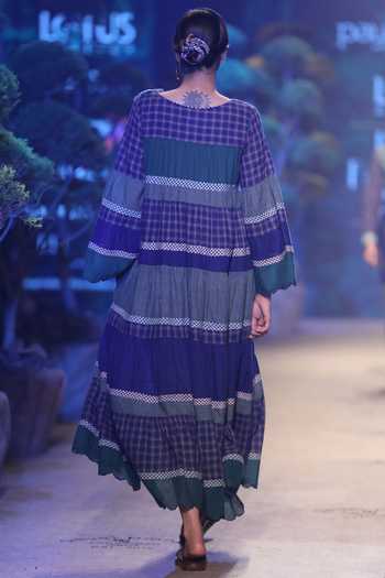 Shop Payal Pratap Blue Handloom Cotton Embroidered Patchwork Round Maxi Dress at Aza Fashions Shop_Payal Pratap_Blue Handloom Cotton Embroidered Patchwork Round Maxi Dress _at_Aza_Fashions