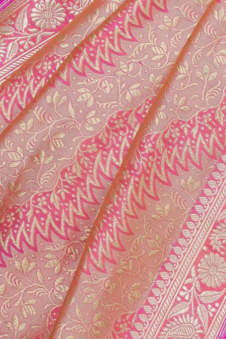 Shop_Ekaya Banaras_Pink Handwoven Saree With Unstitched Blouse_Online_at_Aza_Fashions