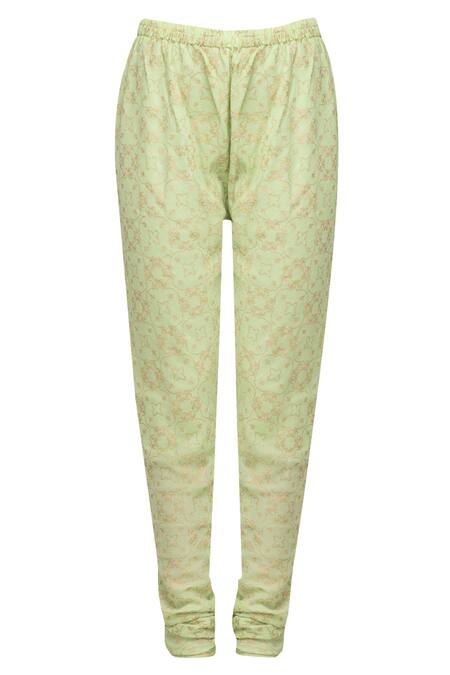 Shop_Devnaagri_Green Kota, Moss Cotton Floral Motifs Embroidered Kurta Set By Devnaagri_Online_at_Aza_Fashions