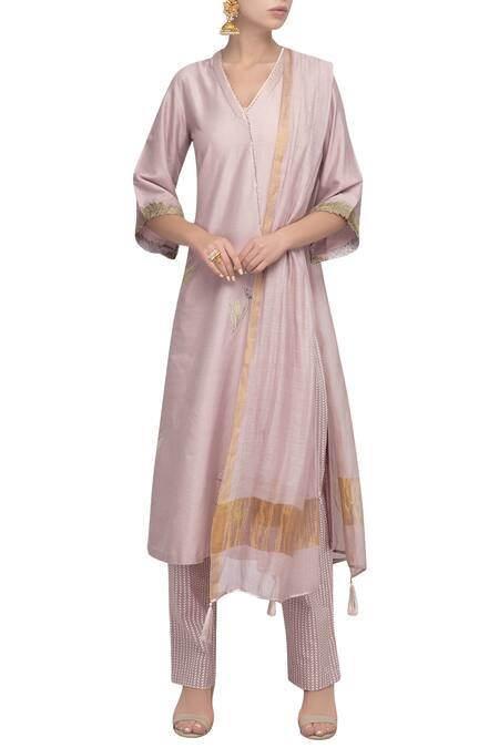 Devnaagri Purple Embroidered Kurta Set