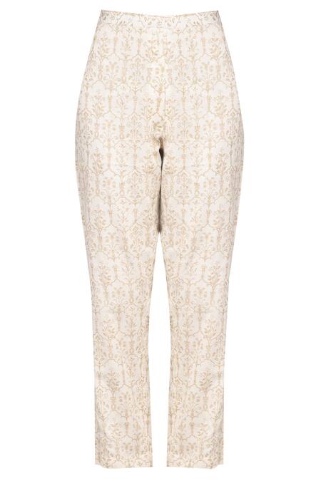 Buy_Devnaagri_Off White Block Printed Kurta Set_Online_at_Aza_Fashions