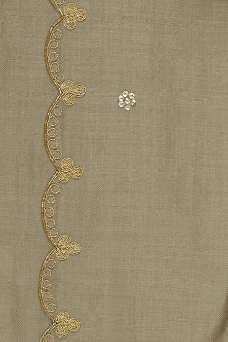 Richa_Brown Cashmere Wool Hand Embroidered Shawl_Online_at_Aza_Fashions