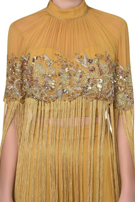 Mani Bhatia Yellow Embroidered Blouse And Pant Set Online at Aza Fashions Mani Bhatia_Yellow Embroidered Blouse And Pant Set _Online_at_Aza_Fashions