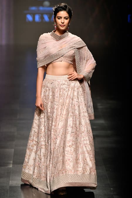 Embroidered Art Silk Lehenga in Light Old Rose : LYC1428