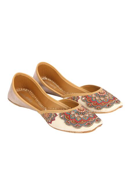 Coral Haze_Multi Color Sequin-embroidered-juttis_Online_at_Aza_Fashions