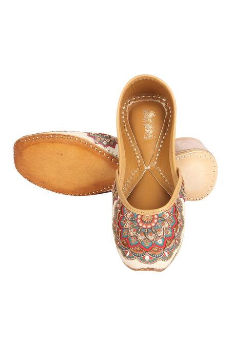 Buy_Coral Haze_Multi Color Sequin-embroidered-juttis_Online_at_Aza_Fashions