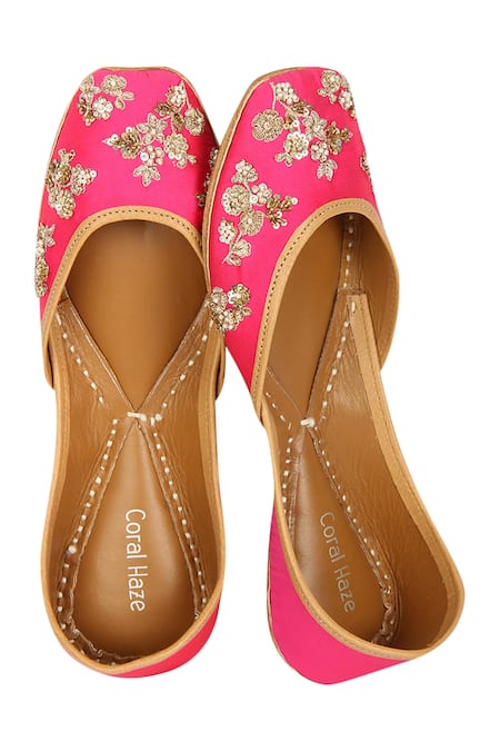 Coral Haze Pink Printed-embroidered-juttis