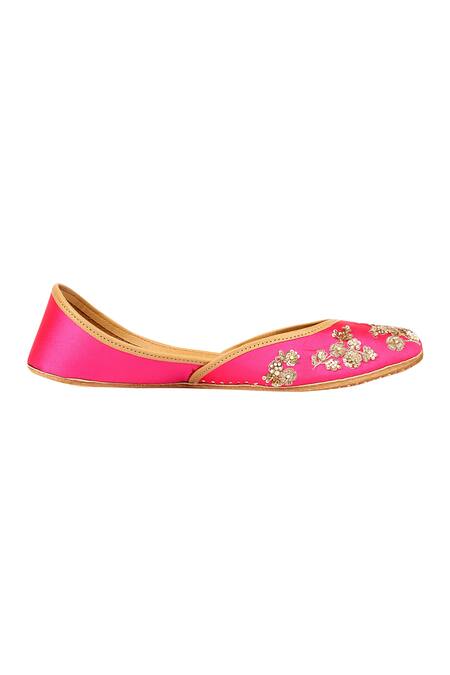 Shop_Coral Haze_Pink Printed-embroidered-juttis_Online_at_Aza_Fashions