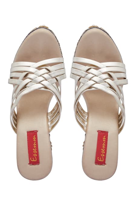 Shop Essemm Black Embroidered Criss Cross Wedge Sandals at Aza Fashions Shop_Essemm_Black Embroidered Criss Cross Wedge Sandals _at_Aza_Fashions