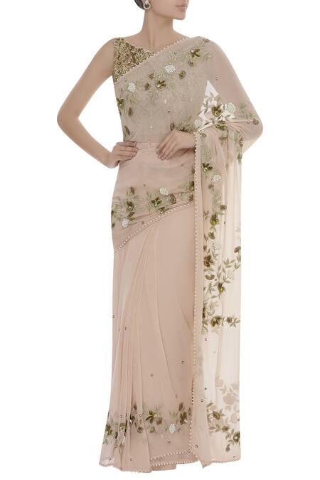 Varsha Wadhwa Pink Embroidered Saree With Blouse
