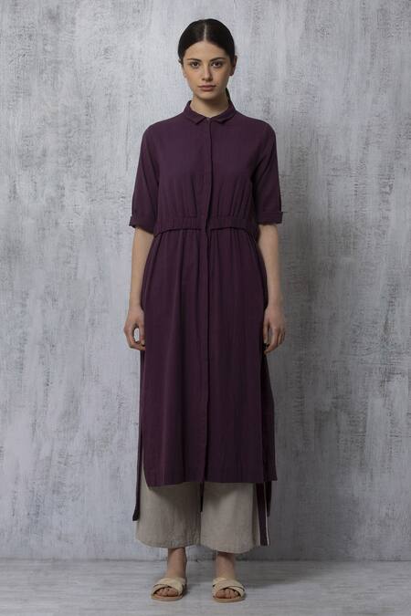 THREE Purple High Low Shirt Dress