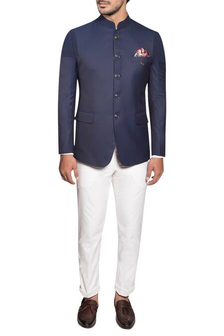 More Mischief Blue Bandhgala Suit Set
