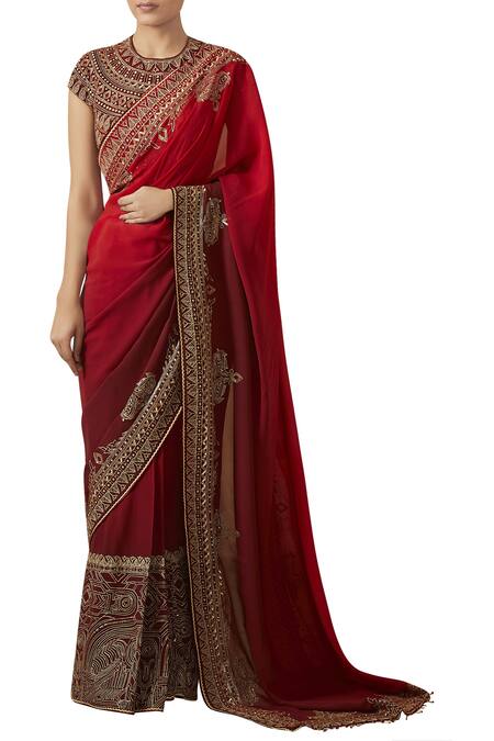 Buy Tarun Tahiliani Embroidered Saree With Blouse Online at Aza Fashions Buy_Tarun Tahiliani_Embroidered Saree With Blouse_Online_at_Aza_Fashions
