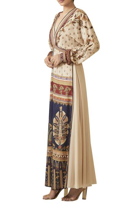 Buy_Tarun Tahiliani_Ivory Embroidered Layered Dress_Online_at_Aza_Fashions