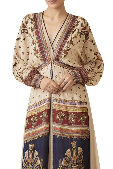 Shop_Tarun Tahiliani_Ivory Embroidered Layered Dress_Online_at_Aza_Fashions