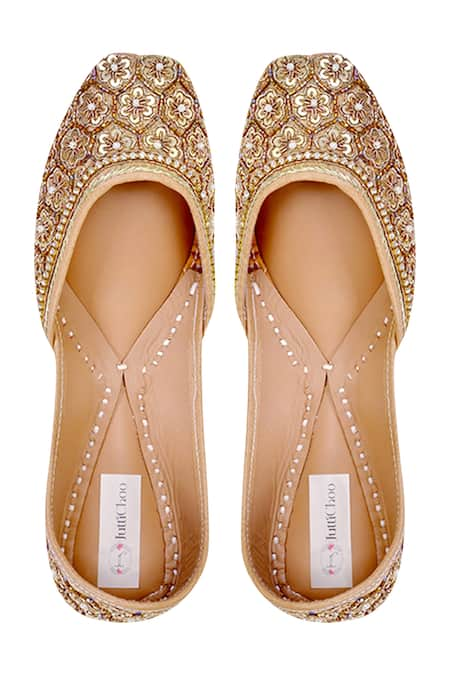 Jutti Choo Gold Sequins Embroidered Juttis 