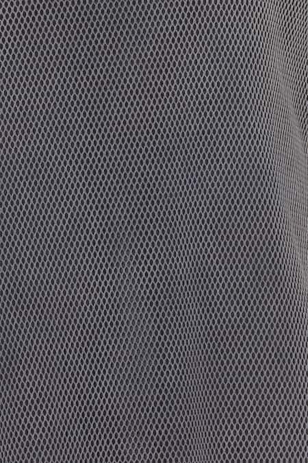 Kapda By Urvashi Kaur_Grey Round Textured Jersey T-shirt_at_Aza_Fashions