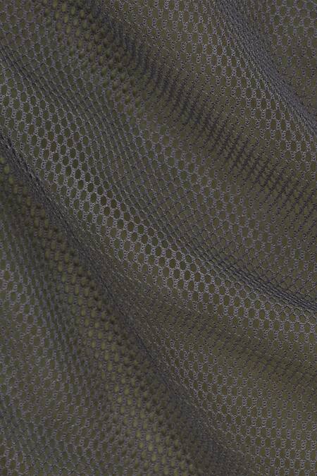 Kapda By Urvashi Kaur_Grey Round Mesh Top_at_Aza_Fashions