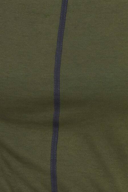 Kapda By Urvashi Kaur_Green Wide Neck Cotton Jersey Asymmetric Top_at_Aza_Fashions