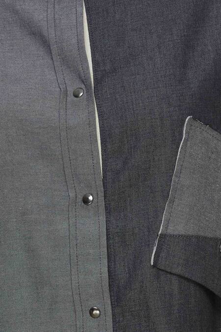 Kapda By Urvashi Kaur_Black Shirt Collar Denim_at_Aza_Fashions