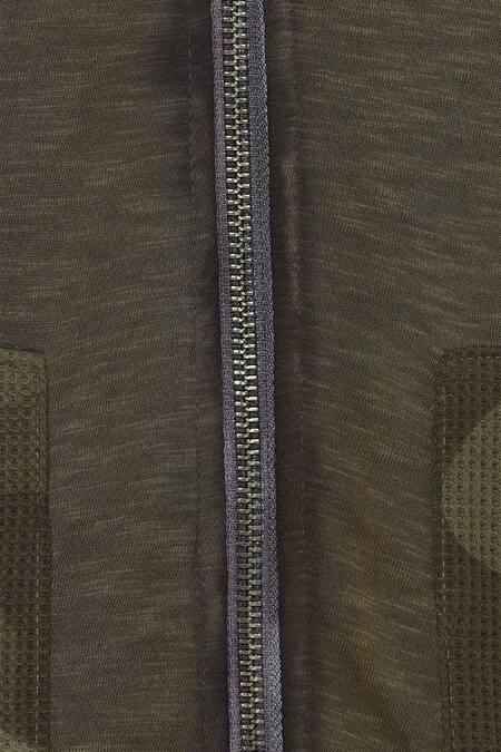 Kapda By Urvashi Kaur_Green Hoodie Jacket With Side Pockets_at_Aza_Fashions